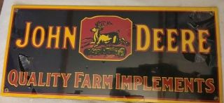 John Deere Quality Farm Implement Porcelain Metal Sign 18 " X 8 "