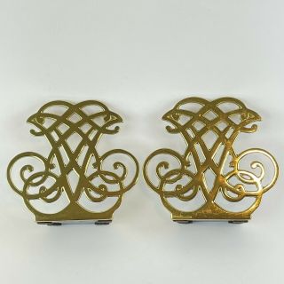 Pair Virginia Metalcrafters Thomas Jefferson Cypher Brass Bookends Monticello