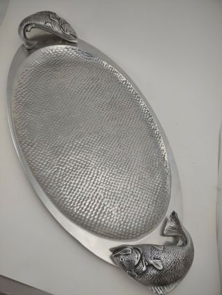 Vtg Wilton Ametale Figural Fish Platter Bruce Fox Design Fish Tray 23 " X 11 "