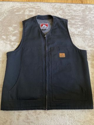 Vintage Ben Davis Black Work Vest Blanket Lined Size Large Usa Made