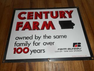 Vintage Iowa Century Farm Bureau Metal Advertising Sign
