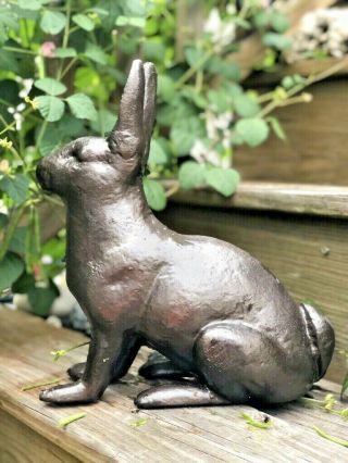 Hubley Full Size Solid Cast Iron Rabbit Statue Garden Doorstop Door 12 " Bronze