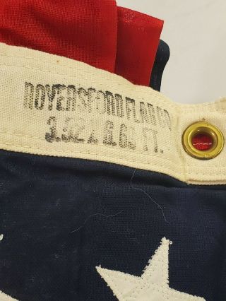 1944 WWII 48 Star hand sewn American Flag Casket Royersford Flag 3.  52 ' x6.  63 ' 3