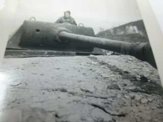 RARE WWII PHOTO KNOCKED OUT & US CAPTURED GERMAN PANTHER TANK STELLUNG 3