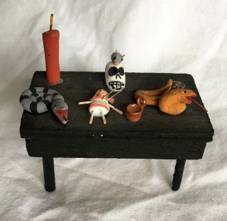 Mexican Day Of The Dead Voodoo Table - Vintage 1982