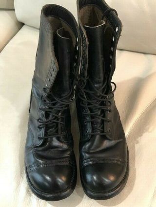 Vtg Corcoran Black Leather Lace Up Cap Toe Military Jump Boots Mens Size 9d