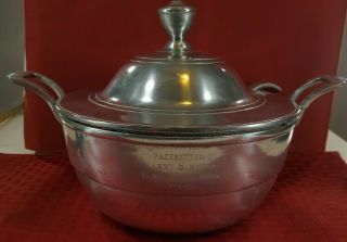 Vintage Wilton Pewter Large Covered Serving Bowl W/ladle Mirror Silver Finish