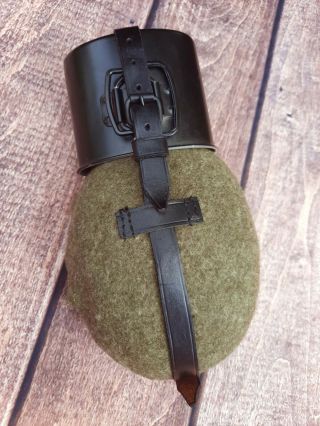 Ww2 Wehrmacht German Army Complete Canteen Cover Flask Strap Cup 0.  5l