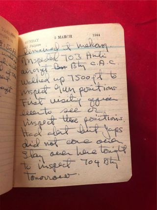 Handwritten Wwii 1944 Diary Col.  E.  S.  Monague / On India - China Border