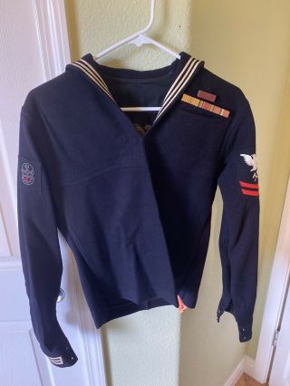 Usn Ww2 Salvage Diver Sf 2nd Class Jumper China Tailor Made W/ Bullion Insignia