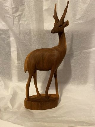 Hand Carved 7 " Wood Antelope Deer Statue/figurine,  Made In Kenya