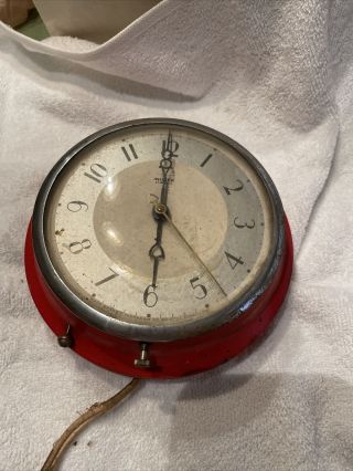 Vintage Red E Ingraham Kitchen Wall Clock Mk100