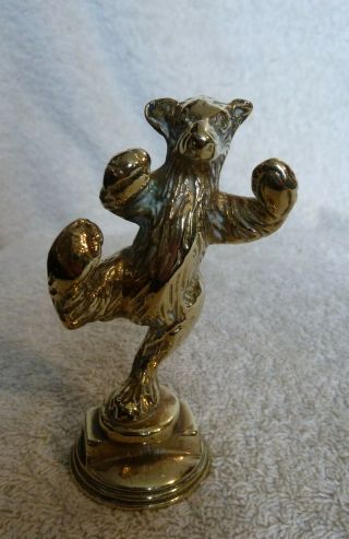 Lovely Vintage Brass Dancing Bear Ornament On Base 9.  5cm High