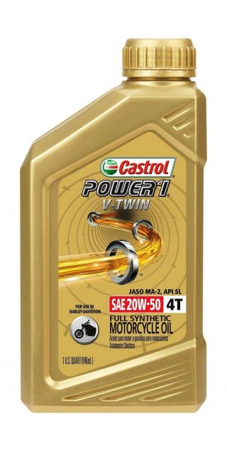 Castrol 06116 Power1 V - Twin 4t 20w - 50 Synthetic Motorcycle Oil 1 Quart 6 Pk