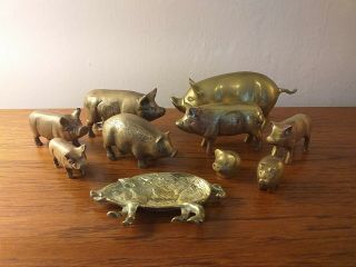 Vintage Brass Pig Animals Collectables Bundle