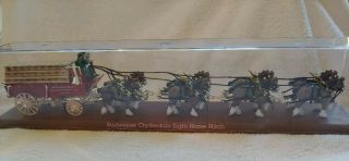 1995 Ertl Budweiser Clydesdale Eight - Horse Hitch Mechanical Bank W/cover