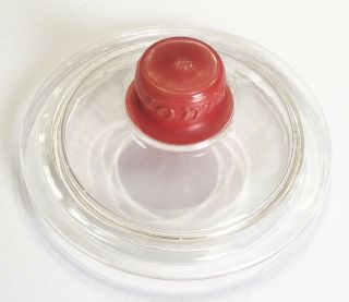 Vintage Tom’s Peanut Jar Glass Lid Only Red Embossed Knob Top 7”