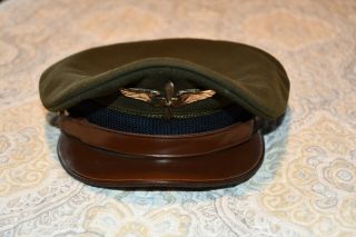 Wwii Ww2 Us Army Air Force Aviation Cadet Service / Visor Hat W/ Pin