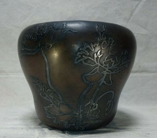 1915 Arts And Crafts Heintz Sterling On Bronze Poppy Overlay Vase