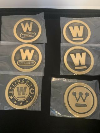 Vintage Westinghouse Advertising Heavy Brass Coasters Or Paperweights