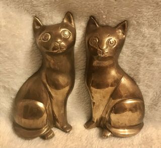 Vintage Brass Sitting Cats /wall Cats/rare