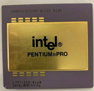 Vintage Intel Pentium Pro 200mhz Sl22z 512k Processor In Jewel Case