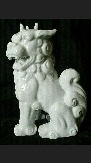 Vtg Foo Dog Dragon White Porcelain Made In Japan Good Luck Protection Figurine