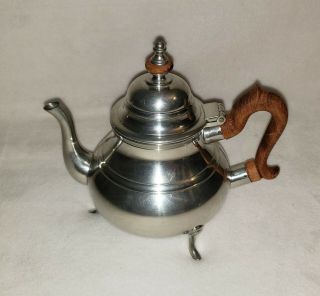 Stieff Williamsburg 4 Piece Pewter Tea Set - Teapot Creamer Sugar & Tray 3