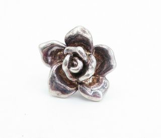 BAT AMI 925 Silver - Vintage Hollow Sculpted Flower Statement Ring Sz 6 - RG6804 2