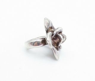 BAT AMI 925 Silver - Vintage Hollow Sculpted Flower Statement Ring Sz 6 - RG6804 3