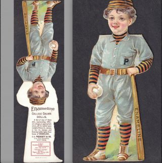 19th Century Baseball 1890s Prescott Enameline Princeton College Doll Trade Card