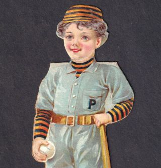 19th Century Baseball 1890s Prescott Enameline Princeton College Doll Trade Card 2