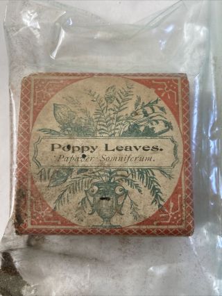 Vintage Poppy Leaves - Huber&co,  Narcotic Anodyne (cough Syrup) Fond Du Lac Wis