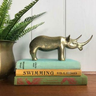 Vintage Mid Century Brass Rhino Ornament