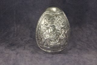 Ag 999 Sterling Silver 4 " Pictorial Christmas Nativity Scenes Egg Made In Greece