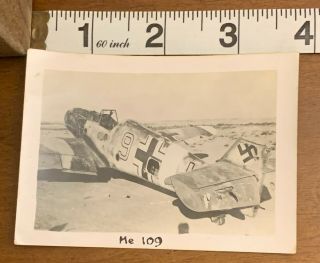 Wwii Photo Captured German Aircraft Plane Crashed Africa Me - 109
