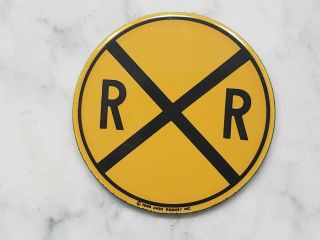 Ande Rooney Railroad Crossing Rr Porcelain Sign 2.  25 " Magnet