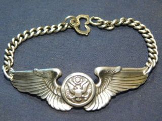 Wwii Us Army Sterling Air Corps Wing Bracelet Pilot Gunner Crew Bomber Aaf