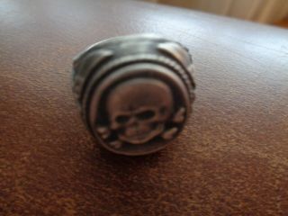 German Skull Ring In Good Shape,  Size 9 - 10.