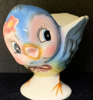 Lefton Bluebird Egg Cup - Blue Bird of Happiness Anthropomorphic 7174 Vintage 2