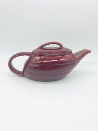 Vintage Bauer California Pottery Aladdin Beehive Teapot W / Lid Maroon Red