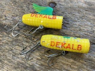 Dekalb Winged Ear Fishing Lures (pair),  Dekalb Seed Corn,  Rare 80’s Advertisment