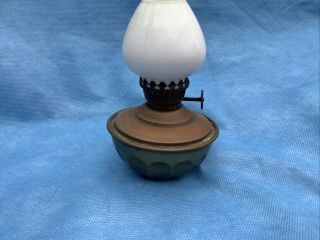 Vintage Pixie Kelly Nursery Oil Lamp Brass Finish Milk Glass Shade Ww2
