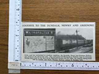 Dundalk Newry And Greenore Station Railway Press Cutting 1952