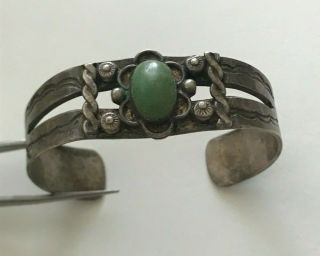 Vintage Navajo Sterling Silver Turquoise Cuff Bracelet Handmade
