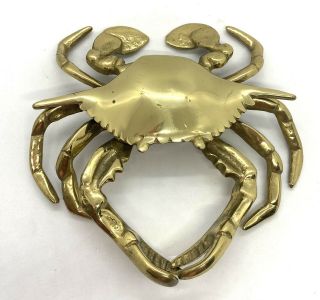 Vintage Brass Crab Hinged Trinket Box Stash Hideaway Ashtray Mid Century
