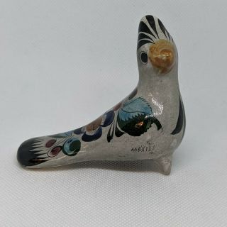 Vintage Tonala Style Mexican Folk Art Pottery Ceramic Bird Figurine