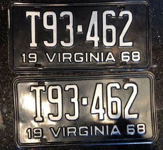 Vintage Virginia Va 1968 Truck License Plates