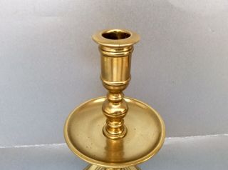Rare Early 18th C.  Dutch Heemskerk Mid Drip Pan Cast Brass Candlestick C1700 3