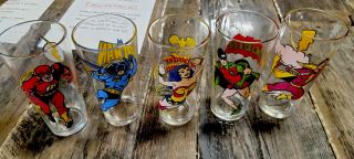 Rare Set Of 5 Hero Pepsi Glasses Wonder Woman Robin Shazam 1978 Batman 